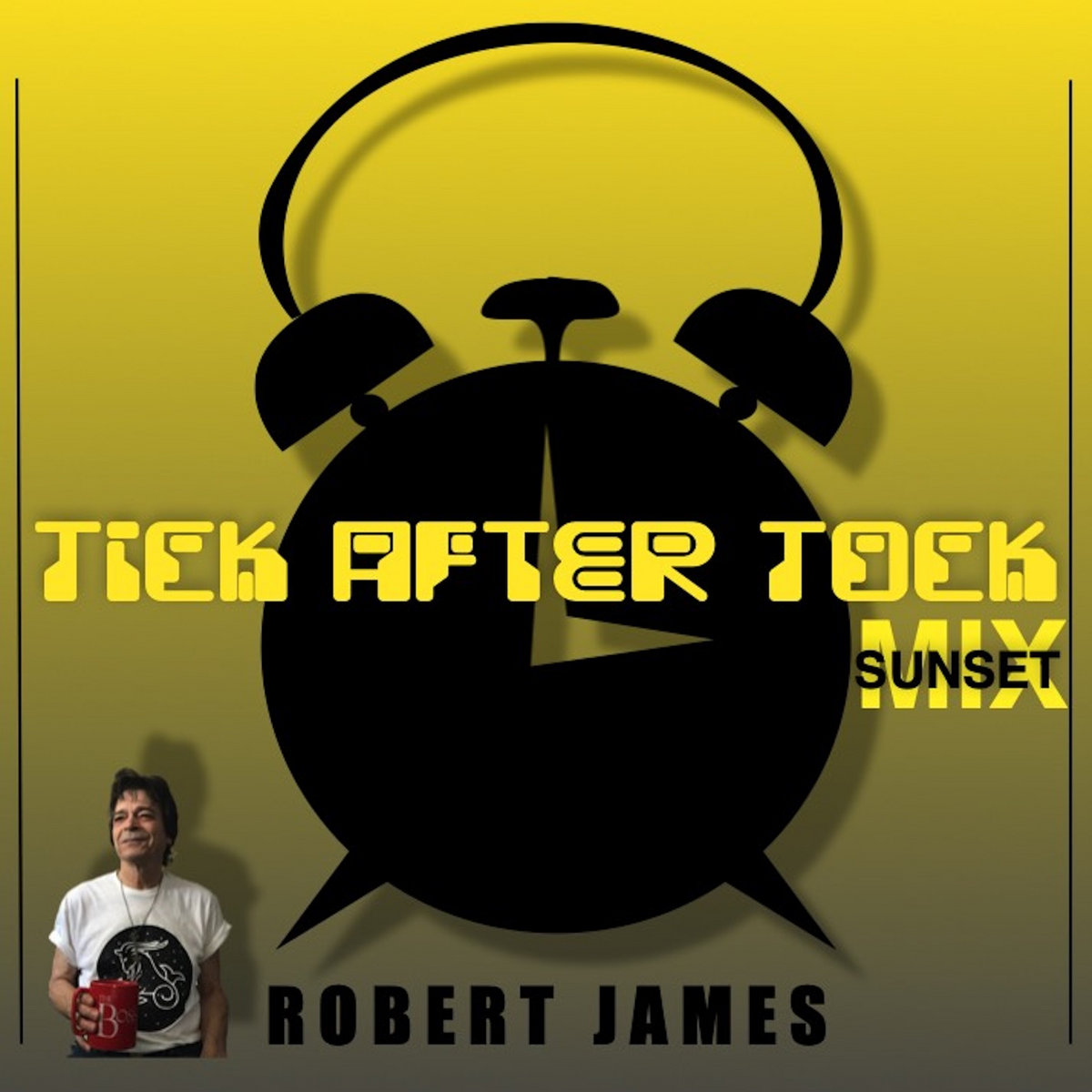 Classic siihouetted alarm clock with title of song, includes a profile picture of Robert.